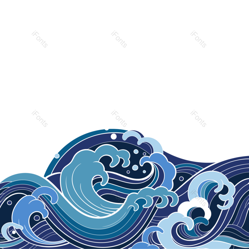 纹理图片,水花元素,蓝色PNG,手绘波浪免抠素材